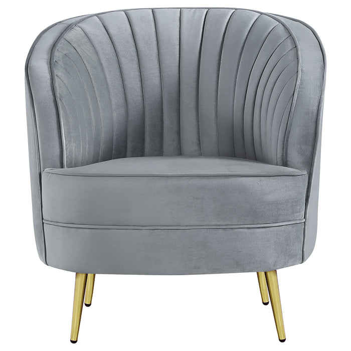 Sophia Upholstered Chair Grey and Gold - U&U Home Budget Furniture (Carteret, NJ)