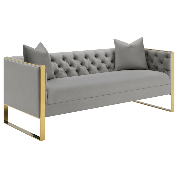 Eastbrook Tufted Back Sofa Grey - U&U Home Budget Furniture (Carteret, NJ)