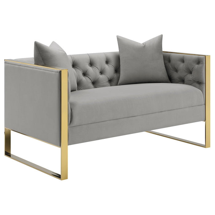 Eastbrook Tufted Back Loveseat Grey - U&U Home Budget Furniture (Carteret, NJ)