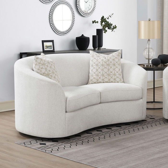 Rainn Upholstered Tight Back Loveseat Latte - U&U Home Budget Furniture (Carteret, NJ)