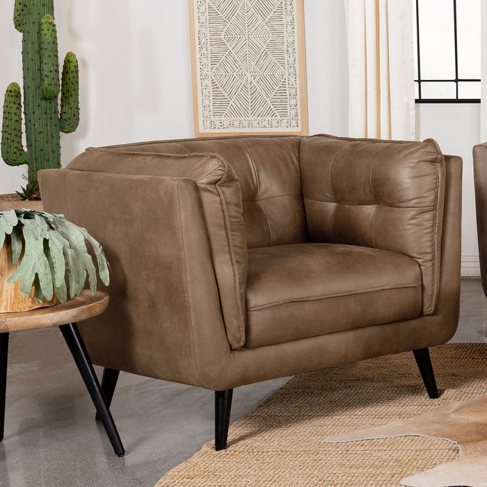 Thatcher Upholstered Button Tufted Chair Brown - U&U Home Budget Furniture (Carteret, NJ)