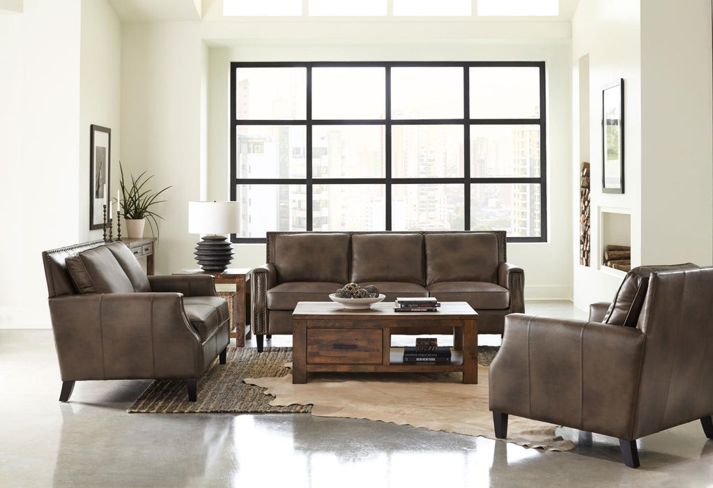 Leaton 3-piece Recessed Arms Living Room Set Brown Sugar - U&U Home Budget Furniture (Carteret, NJ)