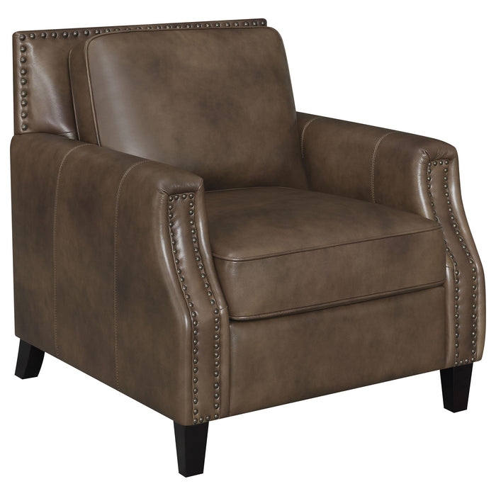 Leaton Upholstered Recessed Arm Chair Brown Sugar - U&U Home Budget Furniture (Carteret, NJ)