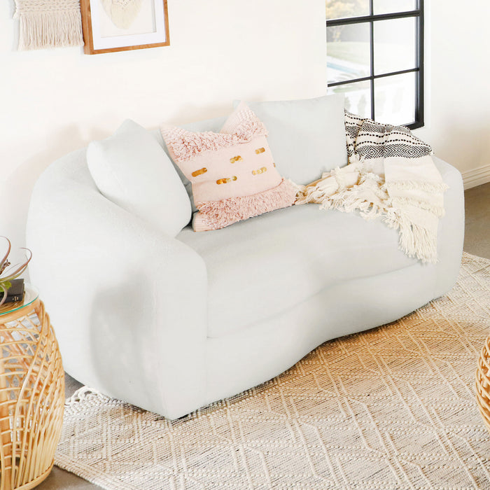 Isabella Upholstered Tight Back Loveseat White - U&U Home Budget Furniture (Carteret, NJ)