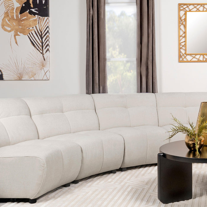 Charlotte Upholstered Curved Armless Chair Ivory - U&U Home Budget Furniture (Carteret, NJ)
