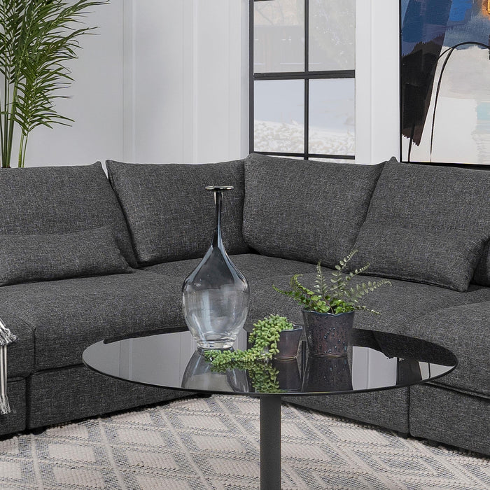 Sasha Upholstered Corner Chair Barely Black - U&U Home Budget Furniture (Carteret, NJ)
