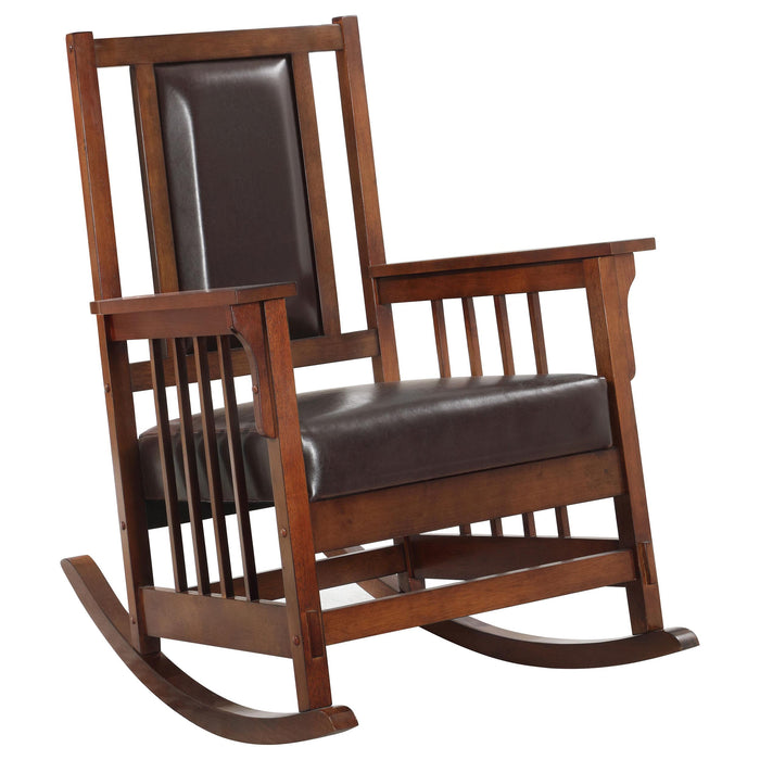 Ida Upholstered Rocking Chair Tobacco and Dark Brown - U&U Home Budget Furniture (Carteret, NJ)