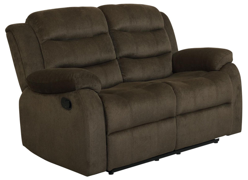 Rodman Pillow Top Arm Motion Loveseat Olive Brown - U&U Home Budget Furniture (Carteret, NJ)