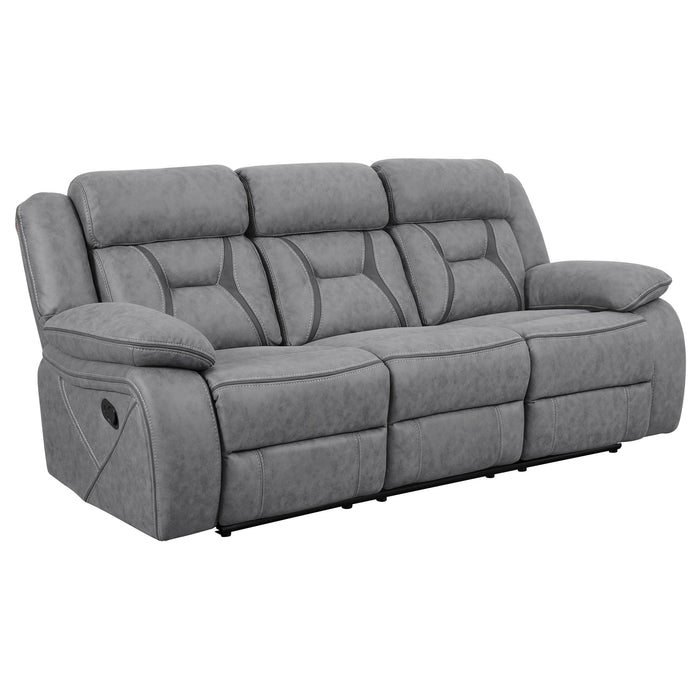 Higgins Pillow Top Arm Upholstered Motion Sofa Grey - U&U Home Budget Furniture (Carteret, NJ)