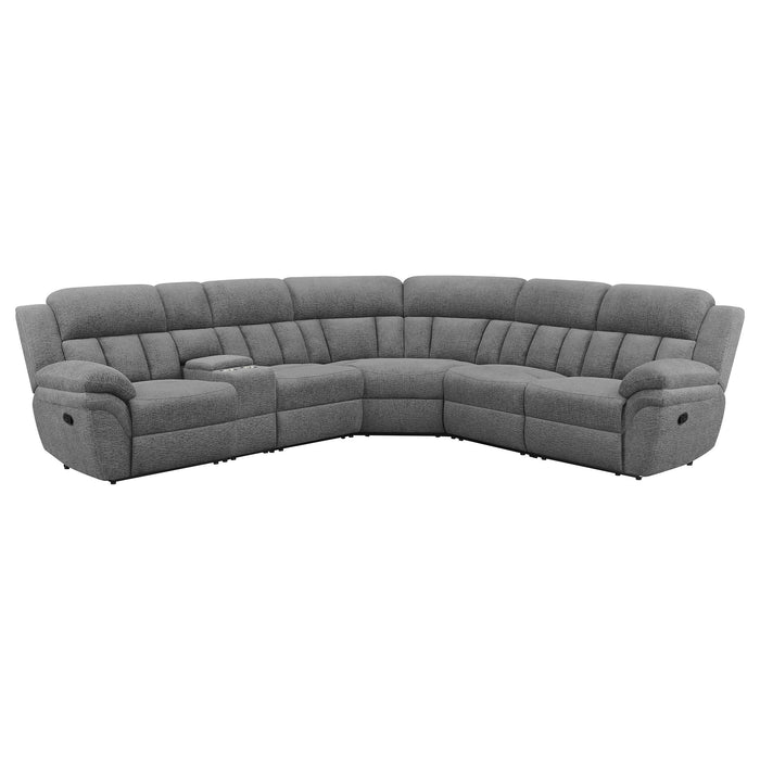 Bahrain 6-piece Upholstered Motion Sectional Charcoal - U&U Home Budget Furniture (Carteret, NJ)