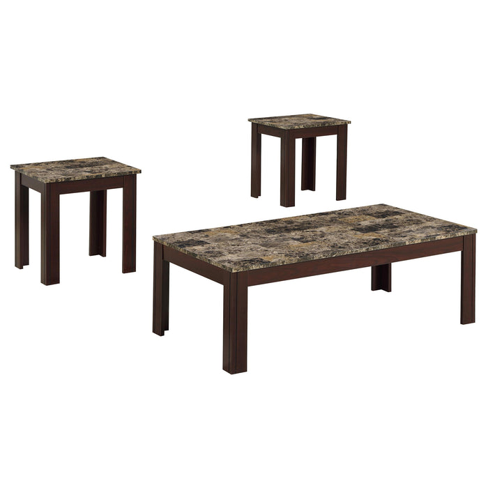 Rhodes 3-piece Faux Marble Top Occasional Set Brown - U&U Home Budget Furniture (Carteret, NJ)