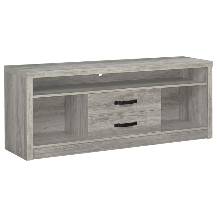 Burke 2-drawer TV Console Grey Driftwood - U&U Home Budget Furniture (Carteret, NJ)