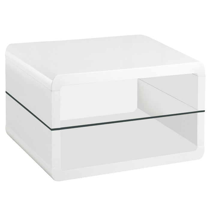 Elana Square 2-shelf End Table Glossy White - U&U Home Budget Furniture (Carteret, NJ)