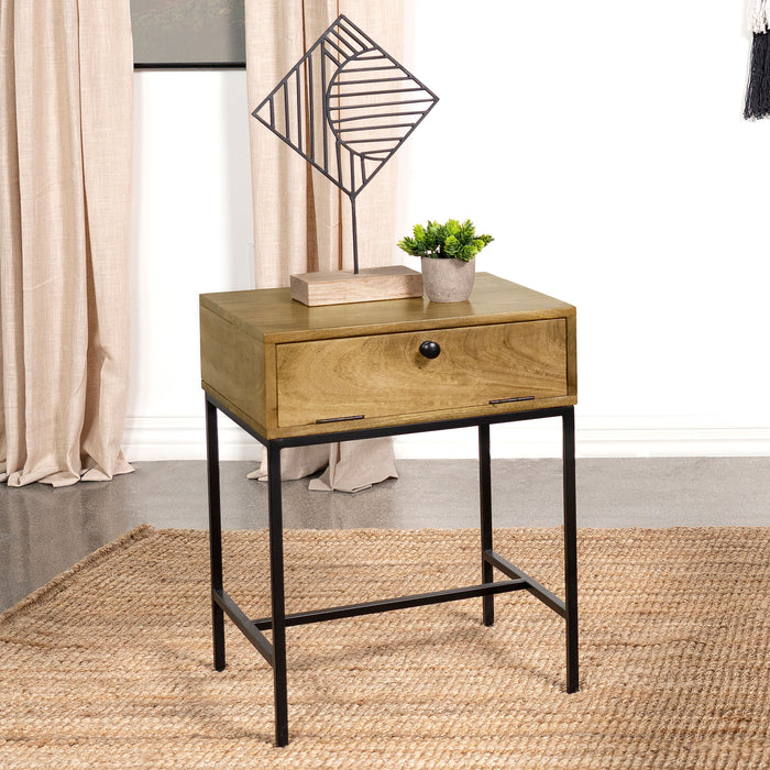 Stephie 1-drawer Rectangular End Table Honey Brown - U&U Home Budget Furniture (Carteret, NJ)