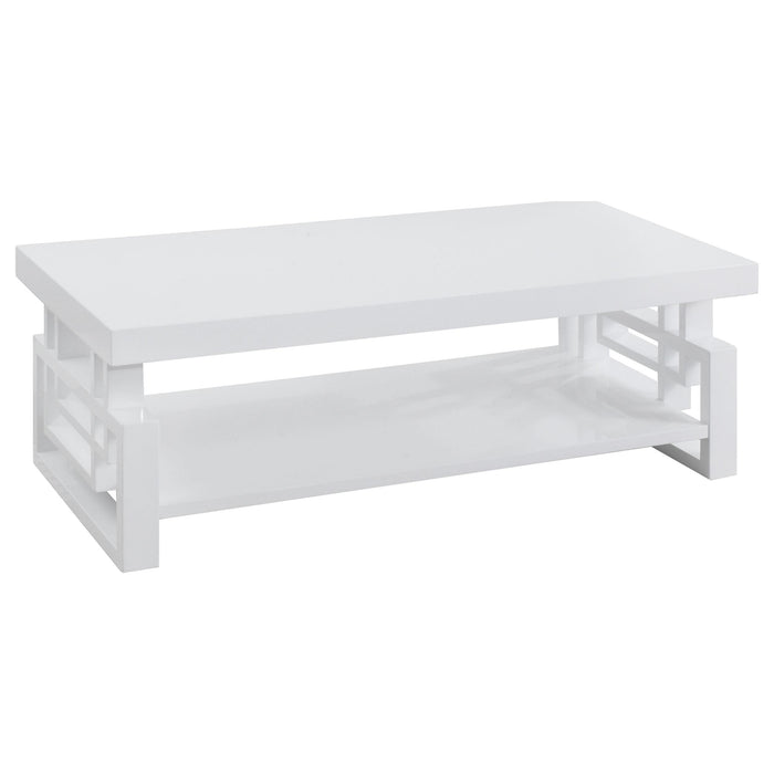 Schmitt Rectangular Coffee Table High Glossy White - U&U Home Budget Furniture (Carteret, NJ)