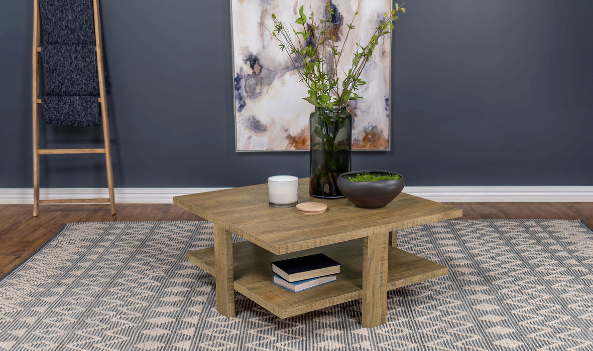 Dawn Square Engineered Wood Coffee Table With Shelf Mango - U&U Home Budget Furniture (Carteret, NJ)