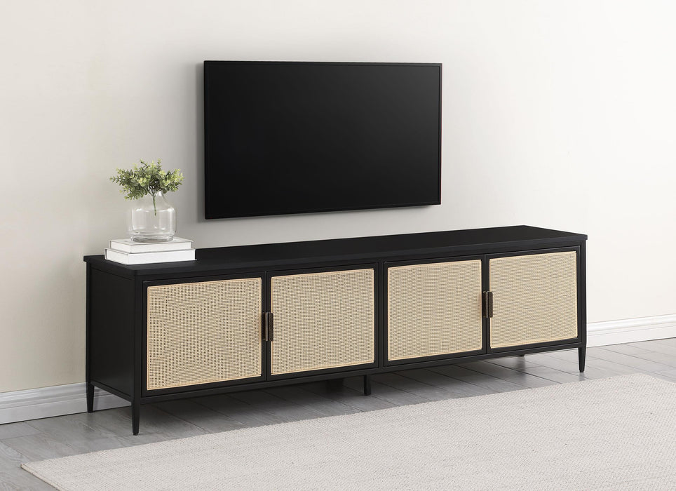 Amherst 4-door 78-inch Metal TV Stand Media Console Black - U&U Home Budget Furniture (Carteret, NJ)