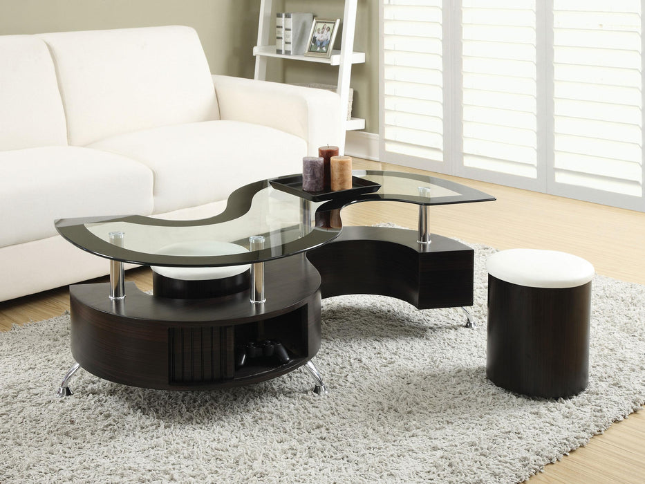Buckley 3-piece Coffee Table and Stools Set Cappuccino - U&U Home Budget Furniture (Carteret, NJ)
