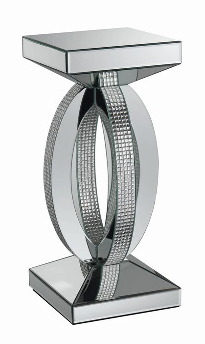 Amalia Square End Table with Lower Shelf Clear Mirror - U&U Home Budget Furniture (Carteret, NJ)