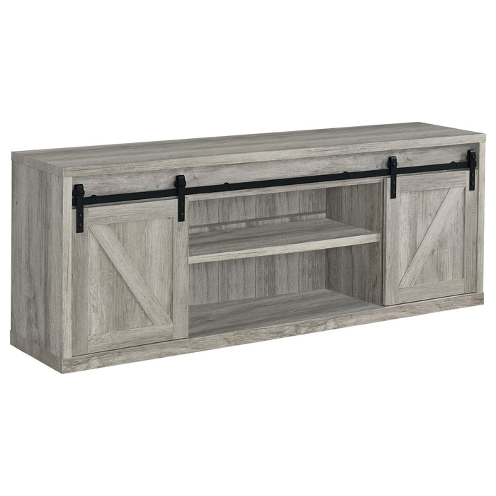 Brockton 71-inch 3-shelf Sliding Doors TV Console Grey Driftwood - U&U Home Budget Furniture (Carteret, NJ)
