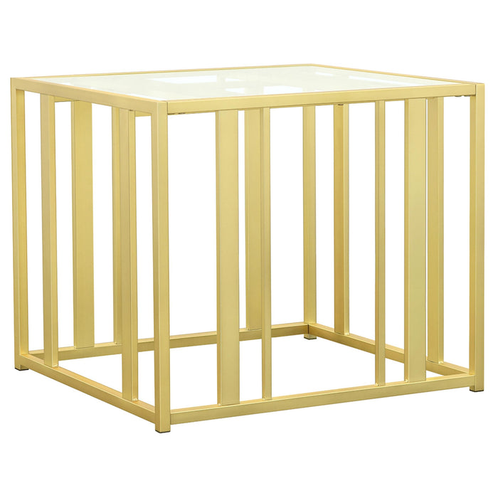 Adri Metal Frame End Table Matte Brass - U&U Home Budget Furniture (Carteret, NJ)