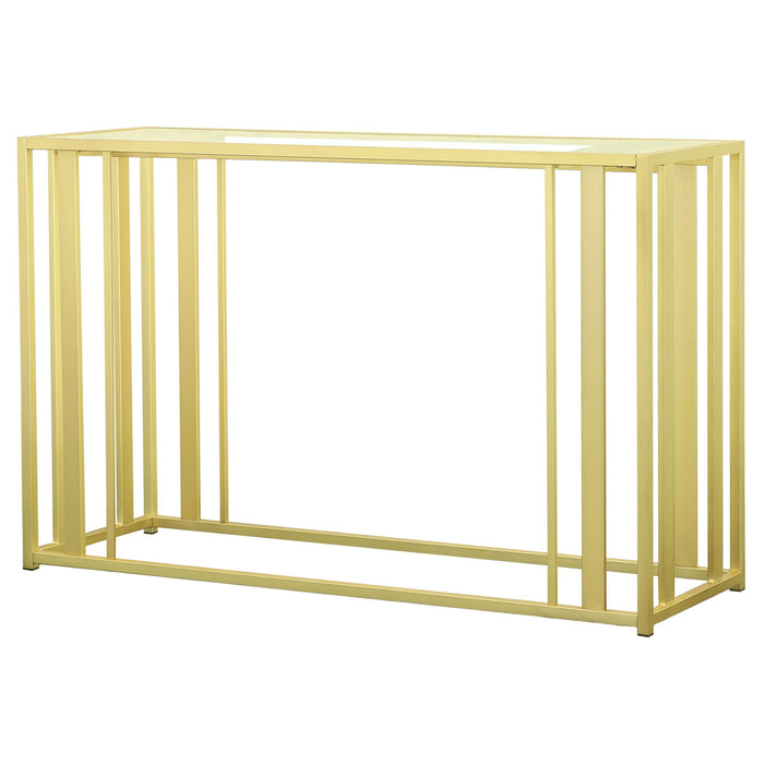 Adri Metal Frame Sofa Table Matte Brass - U&U Home Budget Furniture (Carteret, NJ)