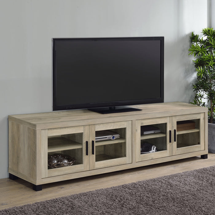 Sachin Rectangular TV Console with Glass Doors - U&U Home Budget Furniture (Carteret, NJ)