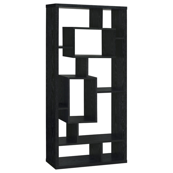 Linbrook 10-shelf Bookcase Black Oak - U&U Home Budget Furniture (Carteret, NJ)