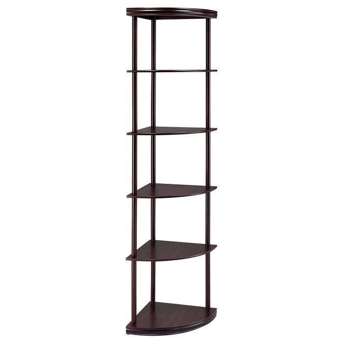 Bonwick 5-shelf Corner Bookshelf Cappuccino - U&U Home Budget Furniture (Carteret, NJ)