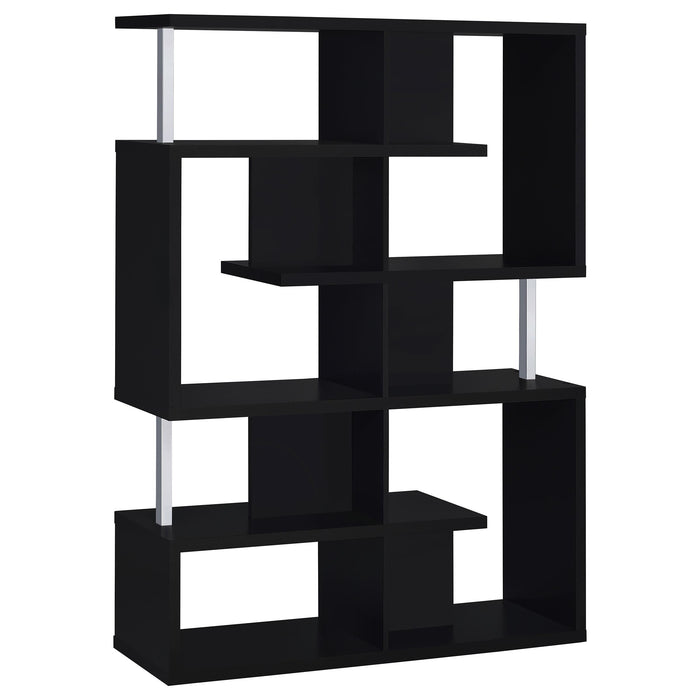 Hoover 5-tier Bookcase Black and Chrome - U&U Home Budget Furniture (Carteret, NJ)