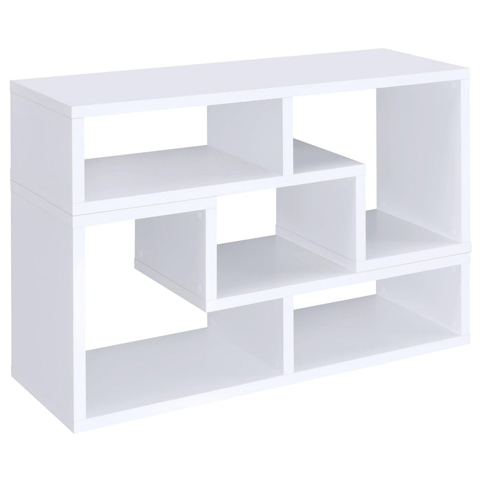 Velma Convertible TV Console and Bookcase White - U&U Home Budget Furniture (Carteret, NJ)