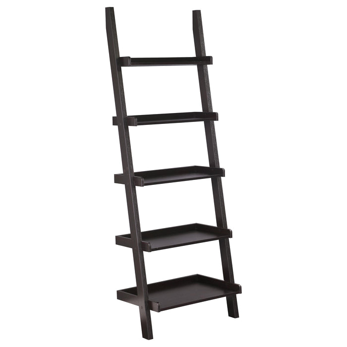 Colella 5-shelf Ladder Bookcase Cappuccino - U&U Home Budget Furniture (Carteret, NJ)