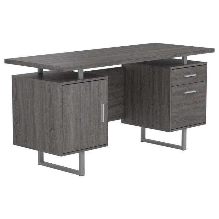 Lawtey Floating Top Office Desk Weathered Grey - U&U Home Budget Furniture (Carteret, NJ)