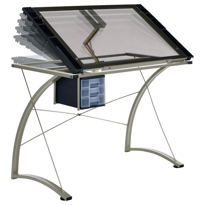 Melo 3-Drawer Drafting Desk Champagne - U&U Home Budget Furniture (Carteret, NJ)