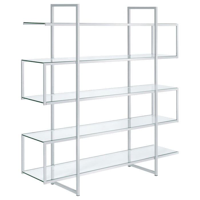 Elmer 5-shelf Bookcase Chrome and Clear - U&U Home Budget Furniture (Carteret, NJ)