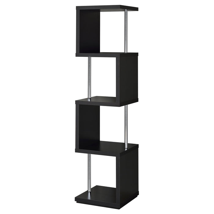 Baxter 4-shelf Bookcase Black and Chrome - U&U Home Budget Furniture (Carteret, NJ)