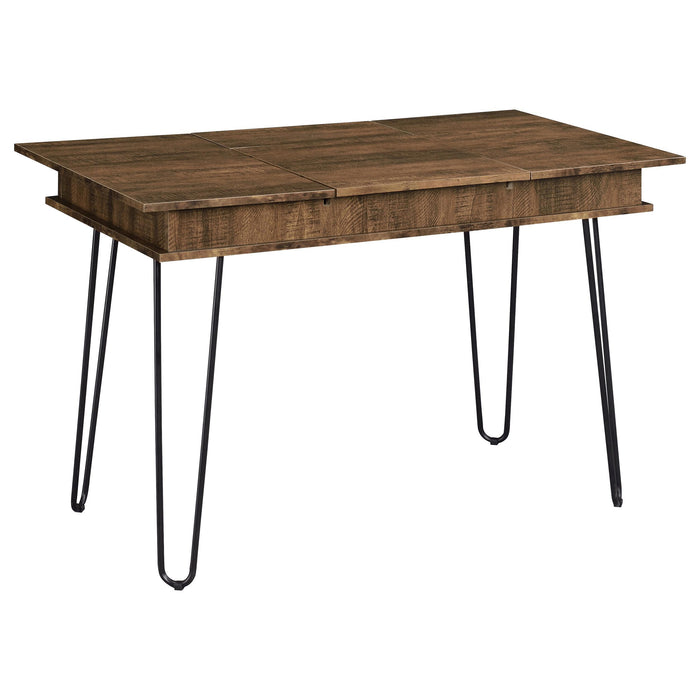 Sheeran Writing Desk with 4 Hidden Storages Rustic Amber - U&U Home Budget Furniture (Carteret, NJ)