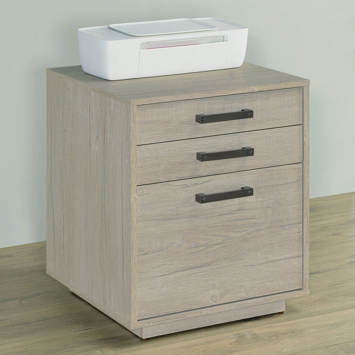 Loomis 3-drawer Square File Cabinet Whitewashed Grey - U&U Home Budget Furniture (Carteret, NJ)