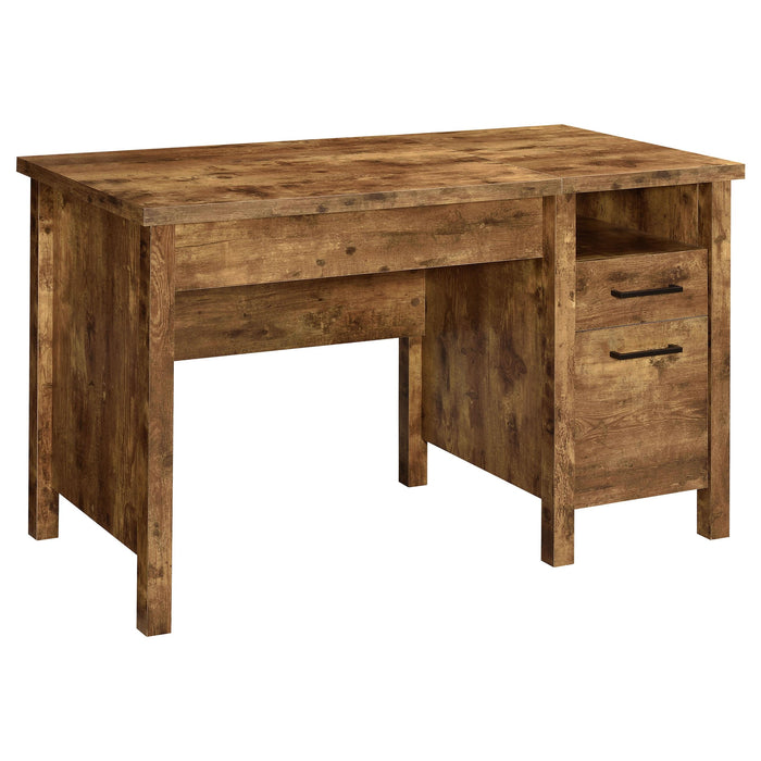 Delwin Lift Top Office Desk with File Cabinet Antique Nutmeg - U&U Home Budget Furniture (Carteret, NJ)