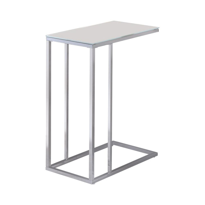 Stella Glass Top Accent Table Chrome and White - U&U Home Budget Furniture (Carteret, NJ)