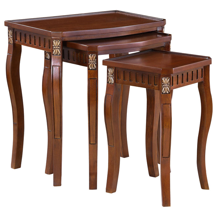 Daphne 3-piece Curved Leg Nesting Tables Warm Brown - U&U Home Budget Furniture (Carteret, NJ)