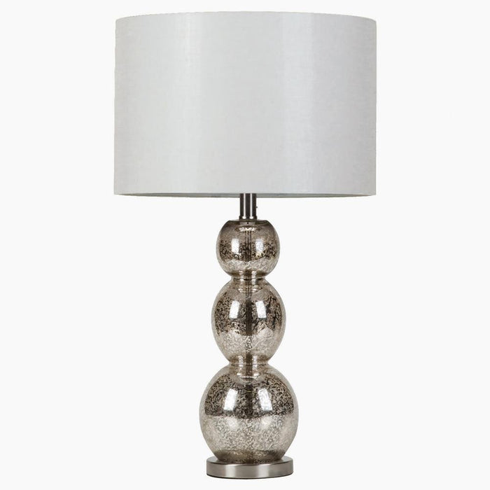 Mineta Drum Shade Table Lamp White and Antique Silver - U&U Home Budget Furniture (Carteret, NJ)