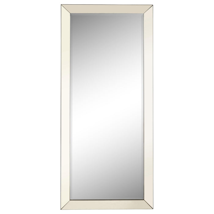 Barnett Rectangular Floor Mirror Silver - U&U Home Budget Furniture (Carteret, NJ)