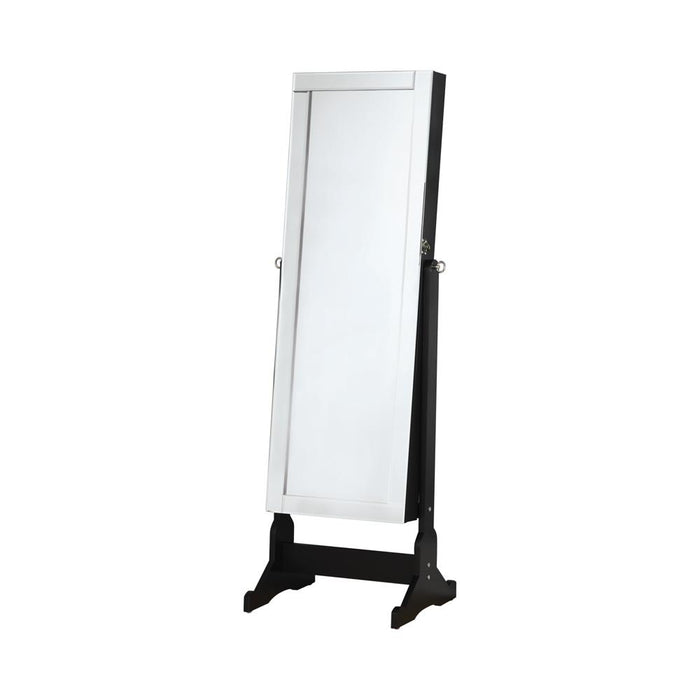 Cortez Storage Jewelry Cheval Mirror Black - U&U Home Budget Furniture (Carteret, NJ)