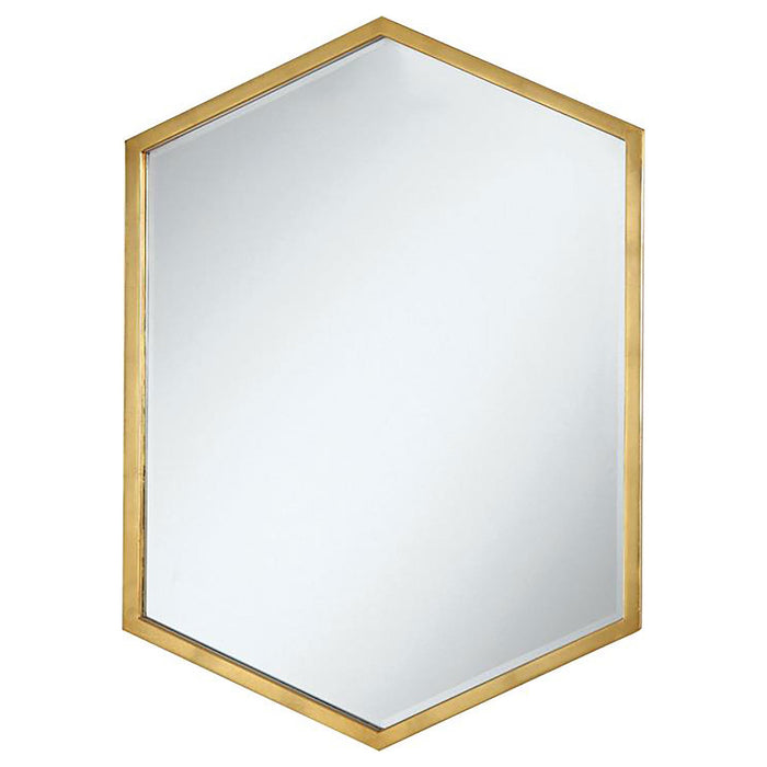 Bledel Hexagon Shaped Wall Mirror Gold - U&U Home Budget Furniture (Carteret, NJ)
