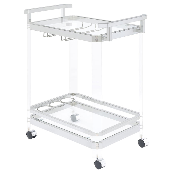 Jefferson 2-tier Glass Serving Cart Clear - U&U Home Budget Furniture (Carteret, NJ)
