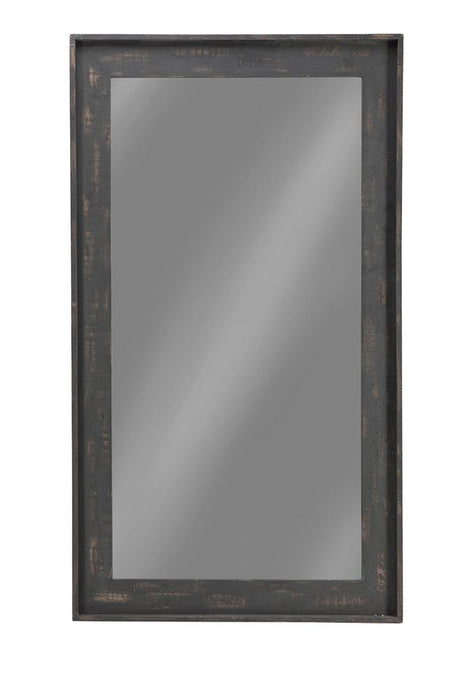 Cragen Rectangle Bold Contoured Frame Floor Mirror Brown - U&U Home Budget Furniture (Carteret, NJ)