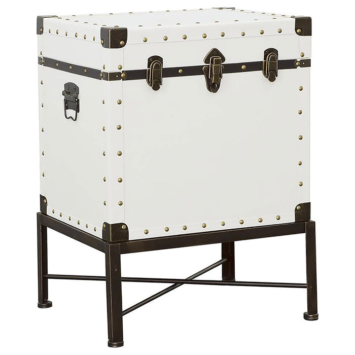 Nancy Accent Cabinet with Nailhead Trim White - U&U Home Budget Furniture (Carteret, NJ)