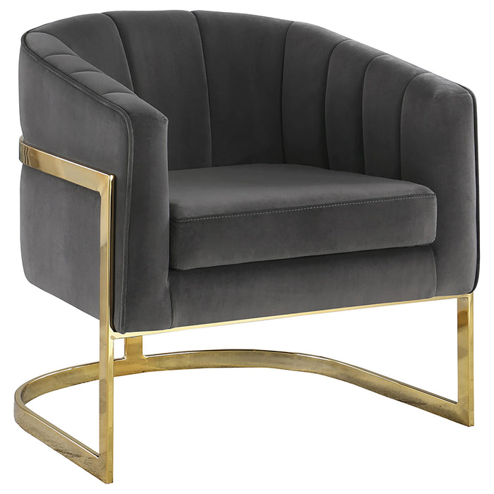 Joey Tufted Barrel Accent Chair Dark Grey and Gold - U&U Home Budget Furniture (Carteret, NJ)