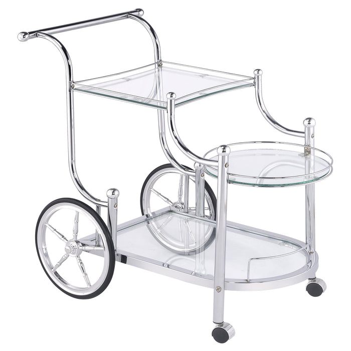 Sarandon 3-tier Serving Cart Chrome and Clear - U&U Home Budget Furniture (Carteret, NJ)